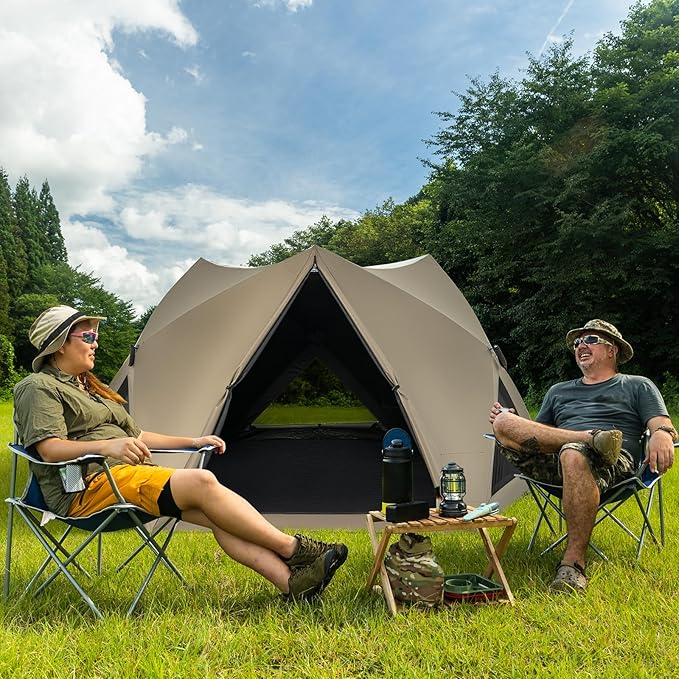 Tangkula 4-6 Person Pop Up Camping Tent with Visible Skylight Portable Backpacking Tent with Removable Rainfly 3 Mesh Walls 3 Zippered Doors Carrying Bag Family Dome Tent for Camping Hiking