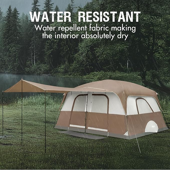 PORTAL 8 Person Tents for Camping Easy Setup Cabin Tent with Large Porch 2 Room Waterproof Family Camping Tent for Outdoor Camping Patio