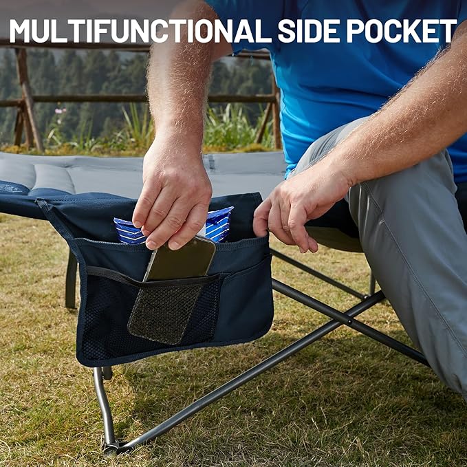 Timber Ridge Extra Wide Heavy Duty Camping Cot for Adult Easy Set Up Oversized Sleeping Cot with Carry Bag for Camping Travel and Outdoors Support up to 450lbs