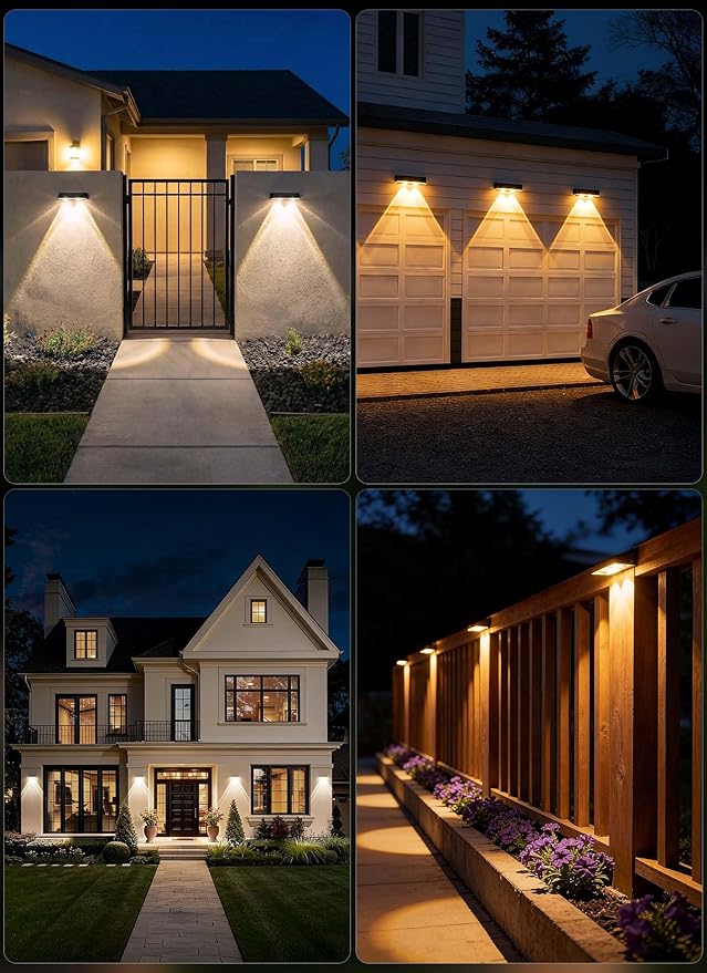 Brightown 12 Pack Solar Lights Outdoor Waterproof Color Changing Solar Fence Deck Step Flood Lights Warm White &amp RGBCW 11 Color IP65 Waterproof Garden Lights for Outside Backyard Yard Step Pati