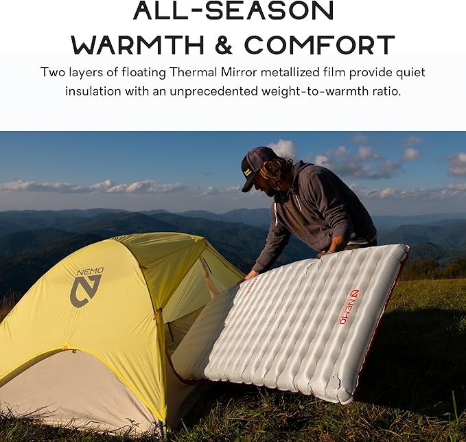 Nemo Equipment Tensor All-Season Ultralight Insulated Sleeping Pad - Regular Mummy (72 x 20) - Blade/Spicy Orange