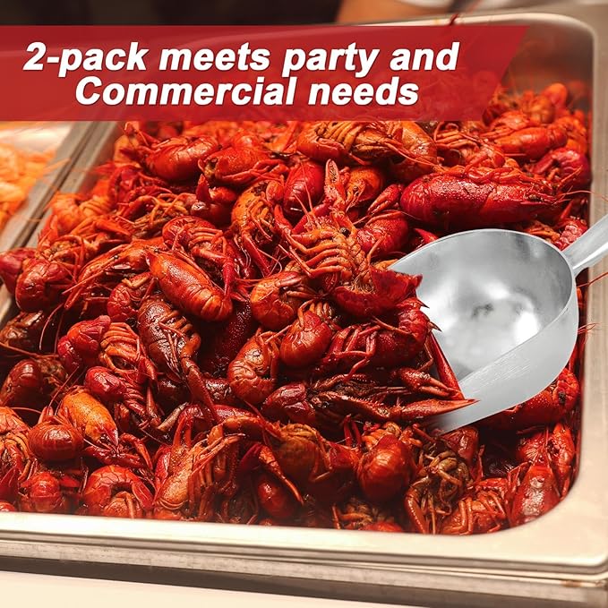 58-ounce Metal Ice Scoop Large Crawfish Scoop Aluminum Utility Scooper Round Bottom Crawfish Boil Party Supplies Accessories for Pet Food Rock Salt Seafood Cat Litter Kitchen Bar Ice Machine