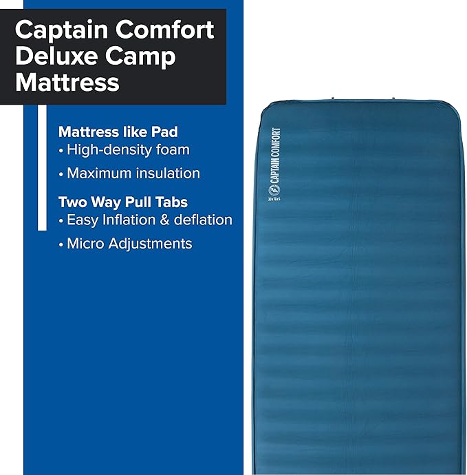 Big Agnes Captain Comfort Deluxe Camp | Supremely Comfortable All-Weather Self-Inflating Sleeping Pad
