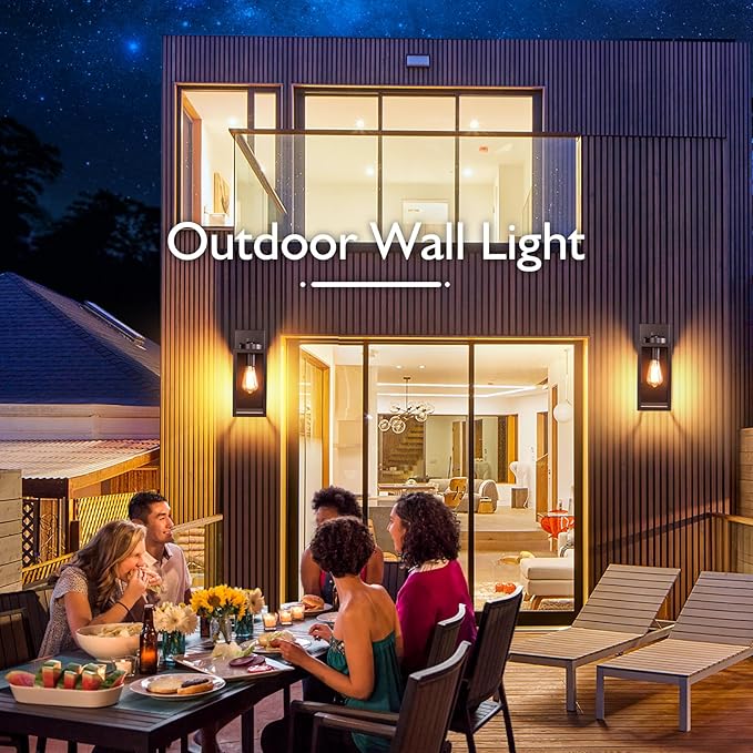 BesLowe Outdoor Wall Light Fixtures Exterior Waterproof Wall Lanterns Brown Porch Sconces Wall Mounted Lighting with E26 Sockets &amp Glass Shades Modern Wall Lamps for Patio Front Door Entryway