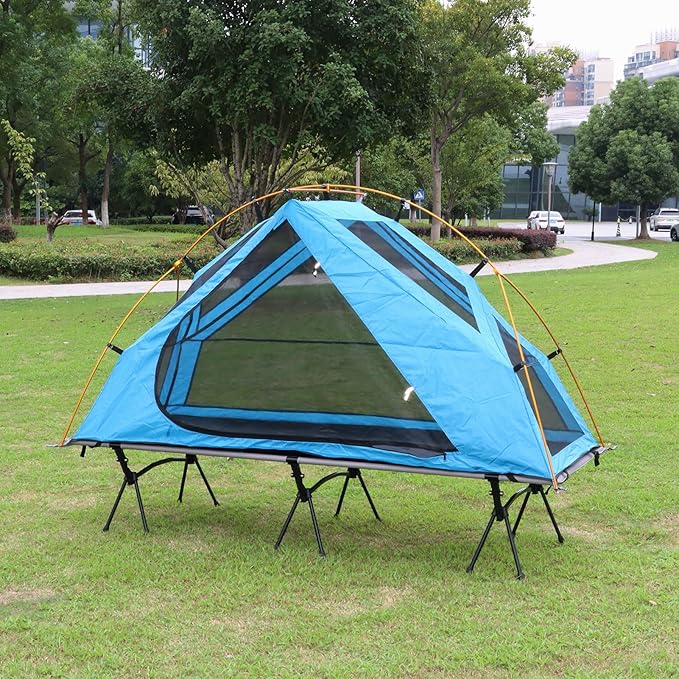 4-in-1 Camping Cot Tent Foldable Elevated Tent Set for 1 Person to Use Elevated Camping Bed Tent for Outdoor Hiking Camping