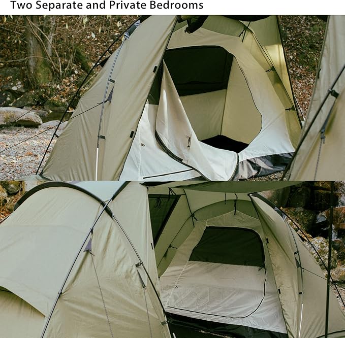 S'More Glamping Tent with Porch 2/3/4/5/6 Person Durable Weatherproof Camping Tent Large Family Tent with Room Divider Easy Setup Tent with Screen Room