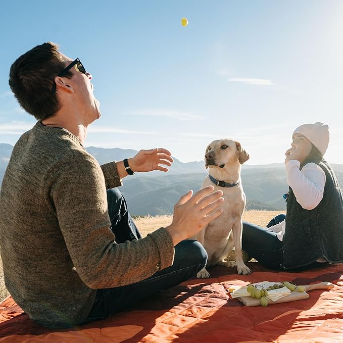 CORE Outdoor Weighted Blanket | Packable Waterproof Picnic Blanket Beach Mat Tent Camping Rug &amp Stadium Blanket | Large Portable 94 x 78 Quilt Design with Built-in Straps and Carry Handle