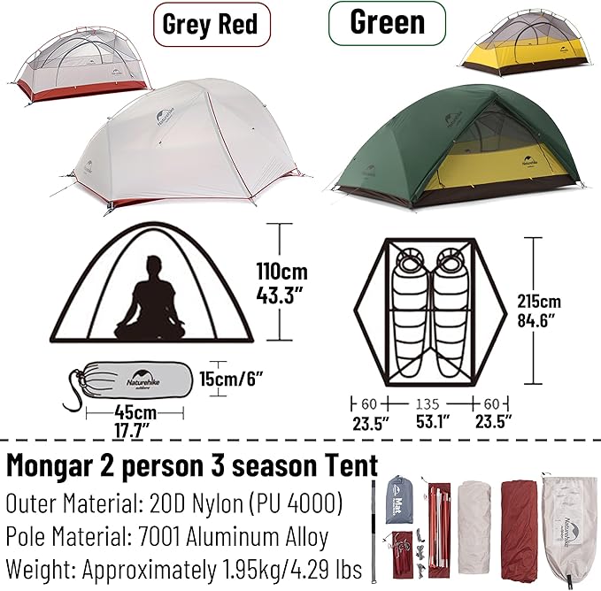 Naturehike Star River 2 Person Ultralight Backpacking Tent - Waterproof 3 Season Camping Tent Easy Setup Double Layer Two Men for Hiking Hunting Outdoor Mountaineering Travel Cycling