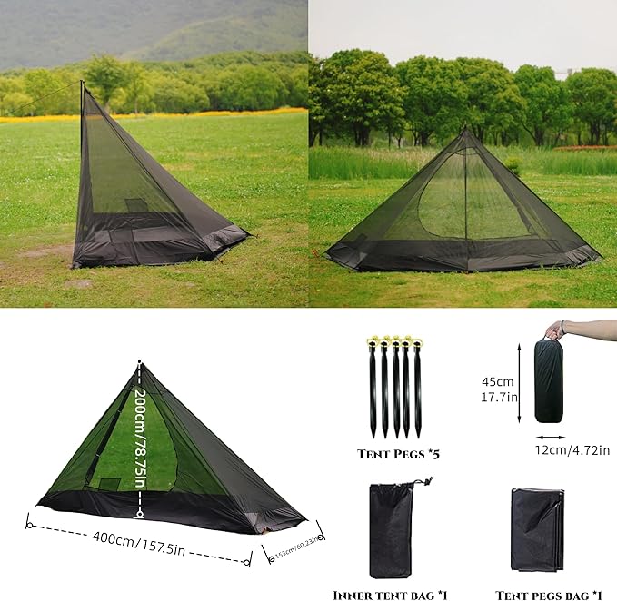 Hot Tent with Stove Jack &amp Snow Skirt + Mesh Inner Tent + Half Tent Floor