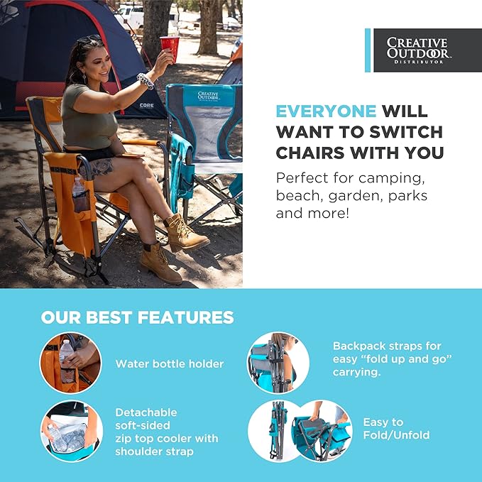 Creative Outdoor Collapsible Folding Rocking Director Chair | Camping Picnic Beach &amp Patio