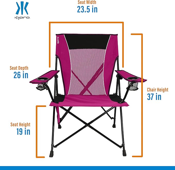 Kijaro Dual Lock Portable Camping Chairs - Enjoy the Outdoors with a Versatile Folding Chair for Sports Lawn - Dual Lock Feature Locks Position – Hanami Pink