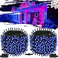 2-Pack Connectable Christmas Lights Outdoor Total 164FT 400LED Christmas String Lights Waterproof with 8 Modes &amp Timer Green Wire Twinkle Lights for Xmas Tree Decorations Outdoor Indoor Blue