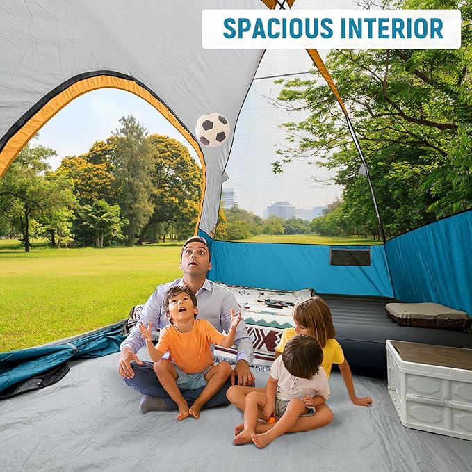 Tents for Camping 6 Person Tent Waterproof Windproof Double Layer Family Camping Tent Easy Setup Dome Tent with Large Mesh Windows &amp Wider Door for Outdoor Camping &amp Hiking