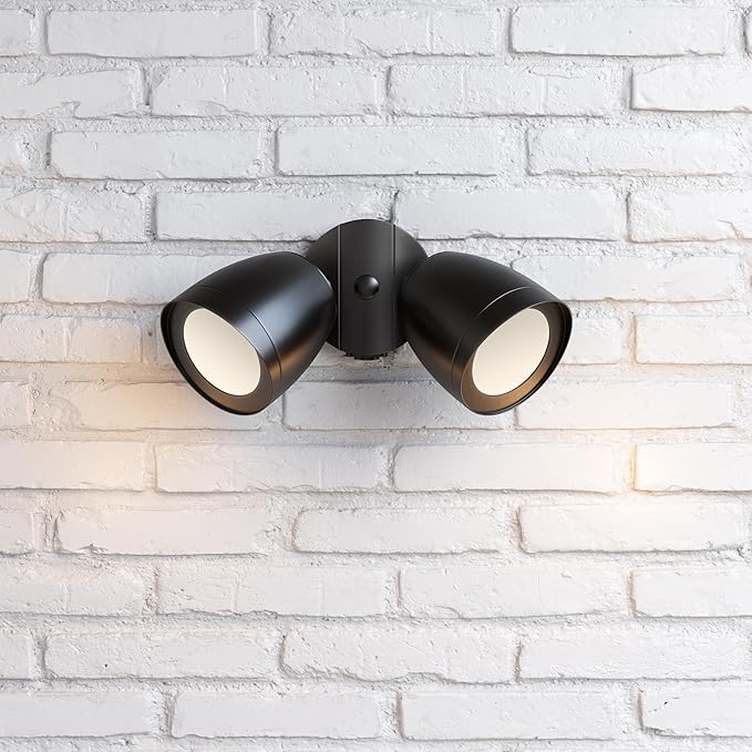 ML Lighting 18002-PBK 2-Light Security Flood Lights Powder Coated Black