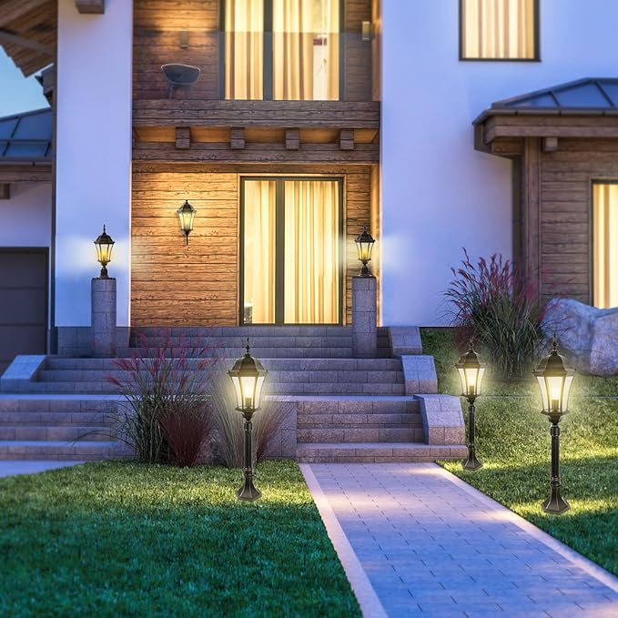 19.5in Large Outdoor Wall Light Fixture for Porch Bronze Aluminum Exterior Door Lantern Light with Wall Mount Outside Wall Sconce with Clear Seeded Glass