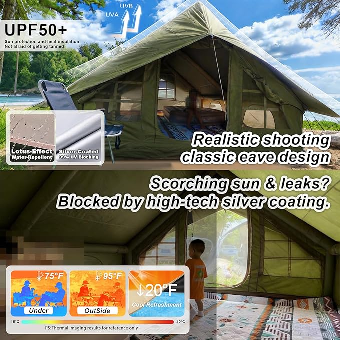 10‘ x 13’ Camping Tarp for 4/6/8 People 4 Season UV ProtectionPU 3000mm Waterproof Multi-Functional Ultralight Shelter Awning Sunshade Portable for Camping Hiking Backpacking Traveling.