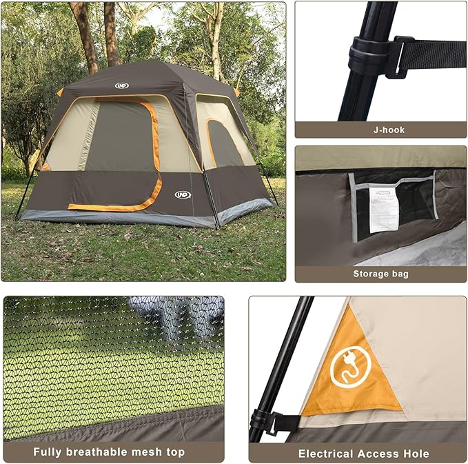 UNP 2/4/6/8 Person Tent Portable Cabin Tent Camping Tent 4-Person Easy Set Up Waterproof with Top Rainfly for Outdoor Camping/Hiking