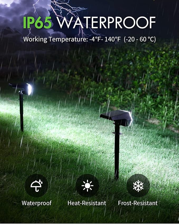 Solar Spot Lights Outdoor IP65 Waterproof Landscape Lighting with 4 Bright Lighting Modes 108 LEDs Solar Lights Outdoor Perfect for Driveway Walkway Garden Pathway 6 Pcs