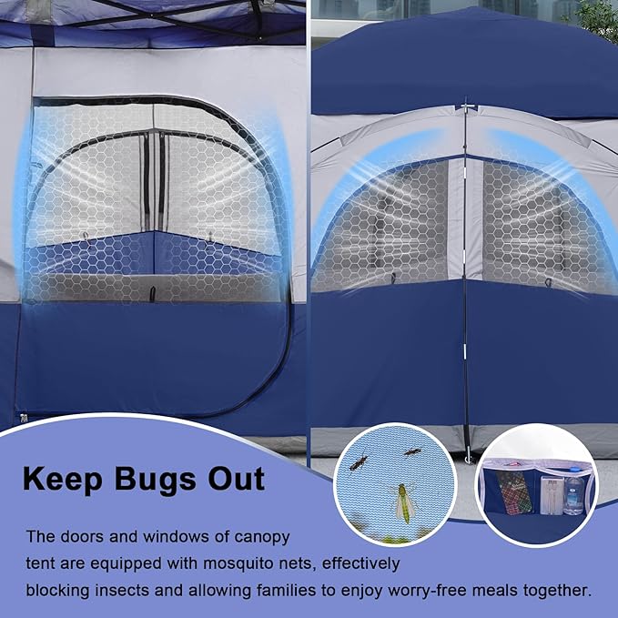 KAMPKEEPER Canopy Side Tent4-6 Person Camping Cube Tent for 10x10 Pop Up CanopiesEasy Up Gazebo with WindowCompatible with 10' Wide Canopy Tents
