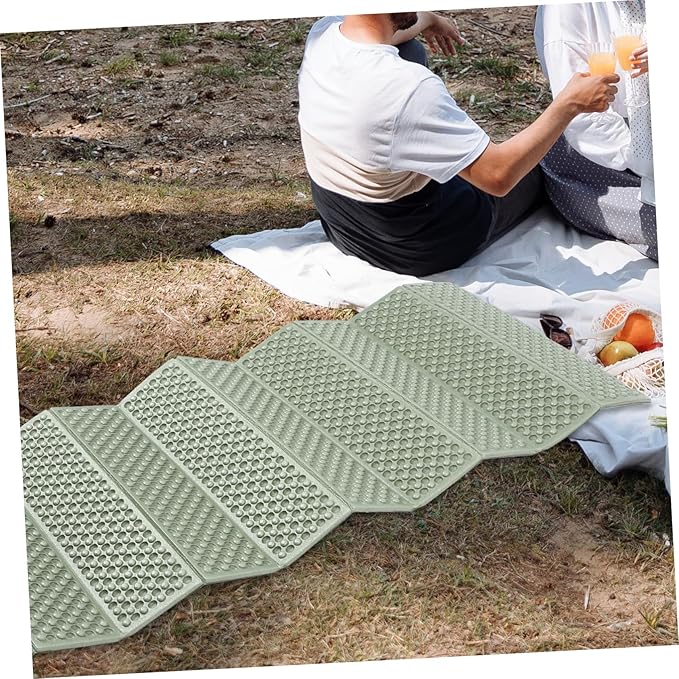 Water-Resistant Folding Camping Pad with Aluminum Foil Coating Thick Outdoor Sleeping Mat for Hiking Picnic Crawling and Tent Floor Protection in Green