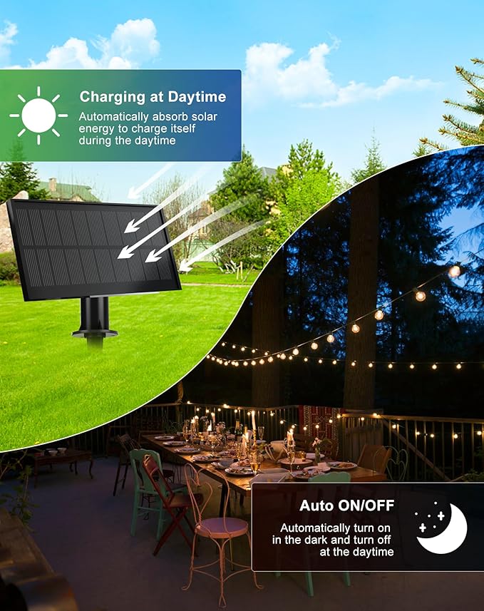 Solar String Lights Outdoor Waterproof 200FT with USB Port and 100 Shatterproof G40 Bulbs(3 Spare) LED Solar Powered Patio Lights for Outside Porch Backyard Gazebo Garden(Warm White)