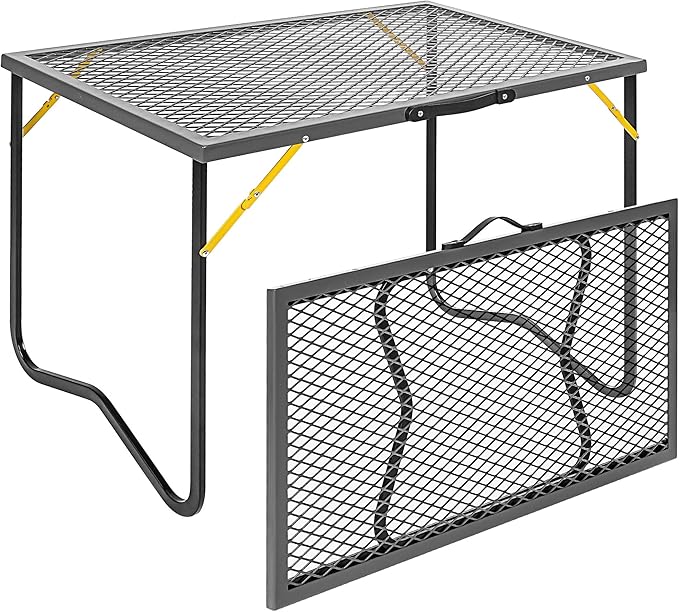 Portable Folding Grill Table 3ft Outdoor Grill Table with Mesh Tabletop Metal Grid Table for Camping Picnic BBQ RV