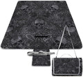 Gothic Skulls Damask Style Black White Waterproof Outdoor Picnic Blanket Sandproof Beach Mat for Camping Hiking Grass Travelling