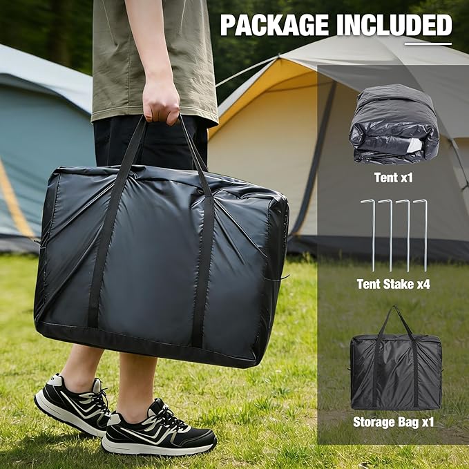REDCAMP Canopy Camping Tent for Pop Up Canopy Inner Tent with Mesh Window Converts Straight Leg 10ft Canopy into Camping Shelter Fits 4-6 Person Khaki White(Frame/Shelter NOT Included)