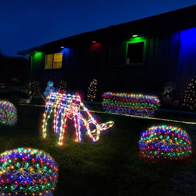 WBao Christmas Lights Outdoor 360LED 11.5ft x 6.9ft Net Lights with 8 Modes Timer UL Certified End to End Connectable Waterproof for Lawn Bushes Trees Outdoor Christmas Decorations Multicolor