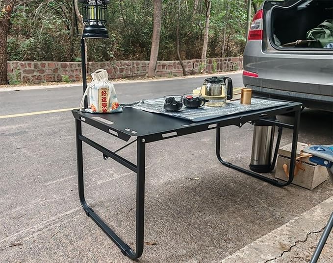 3.4 ft Folding Camping Table Portable Picnic Table Indoor &amp Outdoor Heavy-Duty Foldable Utility Table for Picnic Camping BBQ Party Backyard Beach(Black)