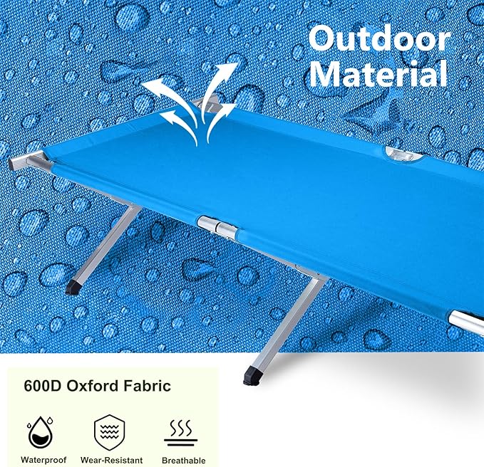 Outvita Folding Camping Cot Sleeping Bed with Carry Bag Lightweight Portable Cots for Travel Fishing Hiking and Outdoor Activities