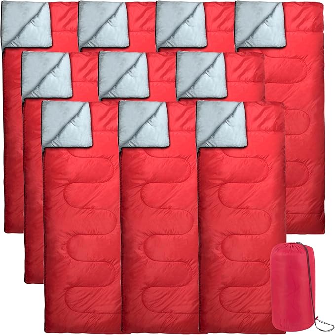 Bulk 10 Pack Envelope Sleeping Bags 4 Seasons Warm or Cold Lightweight Indoor Outdoor Sleeping Bags for Adults Backpacking Camping