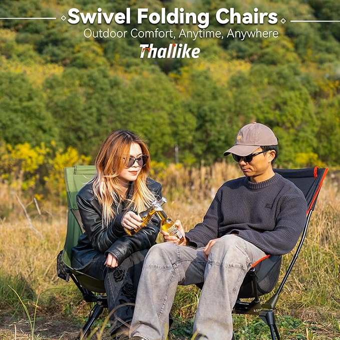 Upgraded 360° Swivel Camping Chair for Adults Portable Folding Chair with Cup Holder Lightweight Compact Backpack Outdoor Chair for Travel Fishing Hiking and Beach