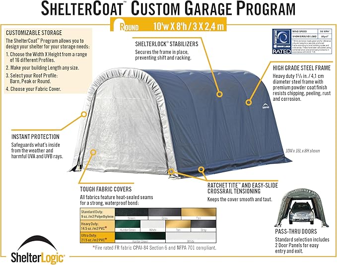 ShelterLogic 77823 Grey 10'x16'x8' Round Style Shelter