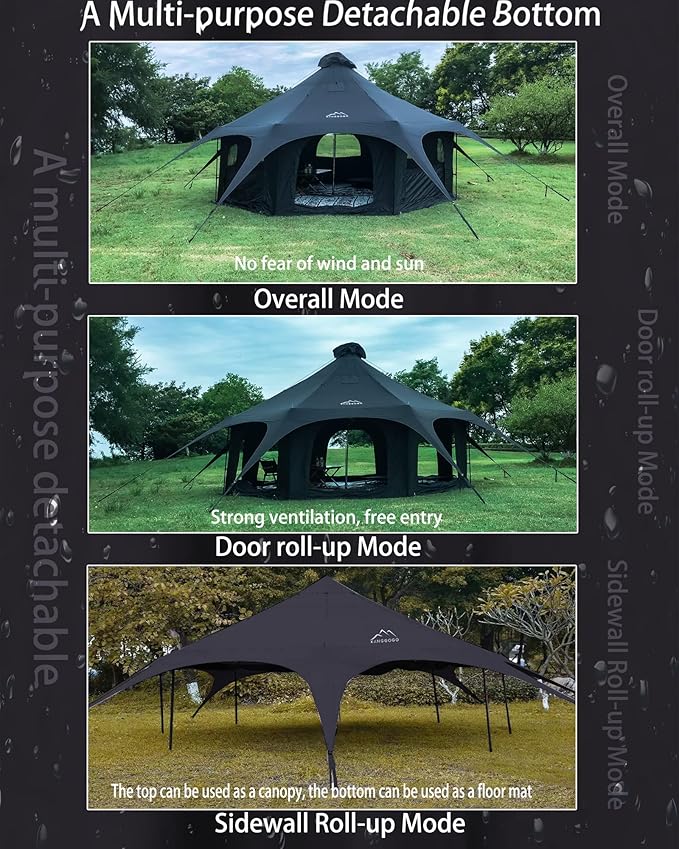 Cotton Canvas Tent Bell - Yurts Breathable and WindproofGlamping for 6/8/10Person Family Camping
