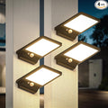 (4 Pack) Solar Outdoor Wall Light Waterproof 2025 Model 2000mAh Battery 350 Lumens 3 Modes 3000K Warm White Motion Sensor Solar Lights for Fences Camping Steps Deck Doors Posts Patios