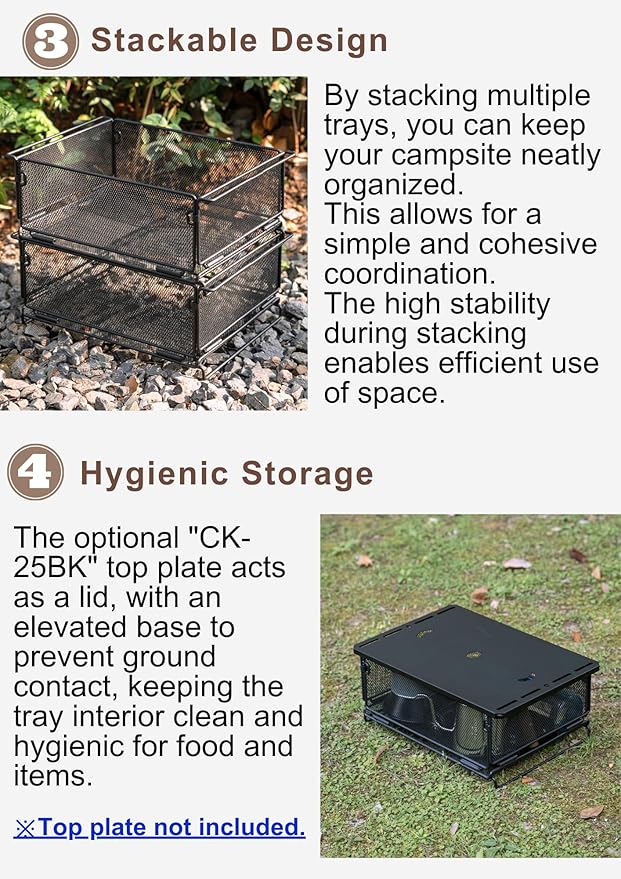 camping moon 2-pack IGT Mesh Box Bridge Table Tray Storage Case CK-24BK-2P