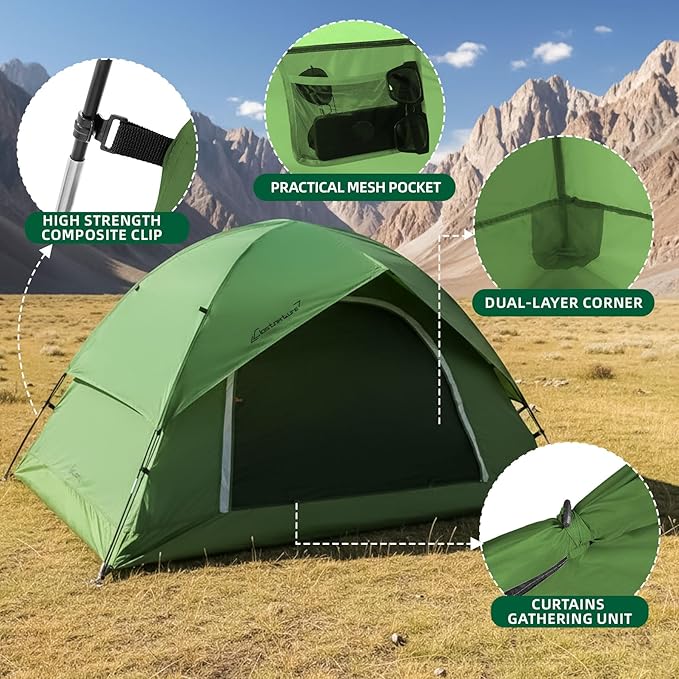 Camping Tent for 2 Person 4 Person 6 Person - Waterproof Two Person Tents for Camping Small Easy Up Tent for Family Outdoor Kids Scouts in All Weather and All Season by Clostnature