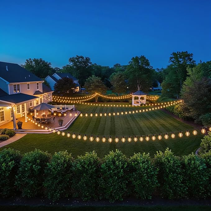 RTTY Outdoor String Lights 300ft G40 Led Patio Globe Lights with 156pcs Plastic Bulbs Shatterproof Waterproof Connectable Hanging for Porch Cafe Bistro Backyard Gazebo Balcony Deck Party