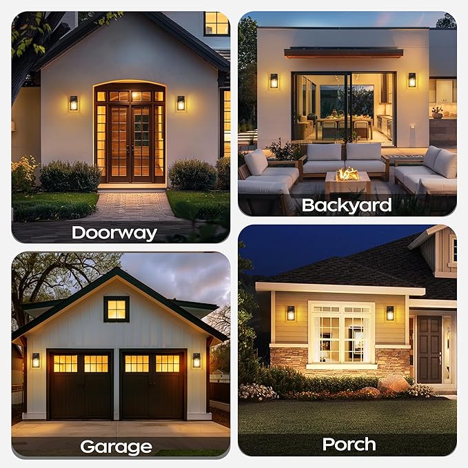 WIHTU Dusk to Dawn Outdoor Lighting Fixtures Black Exterior Front Porch Light Sensor Wall Sconce Lamp Waterproof Wall Lantern Anti Rust Outside Coach Lights for House Doorway Garage