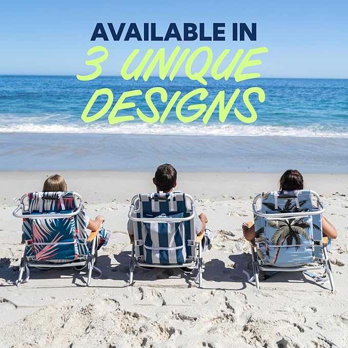 SUN NINJA Beach Chair – Folding Chair for Beach with 5 Reclining Positions Cup &amp Phone Holder Insulated Back Storage Pouch Portable Lightweight Aluminum Frame - Flamingo 2pc