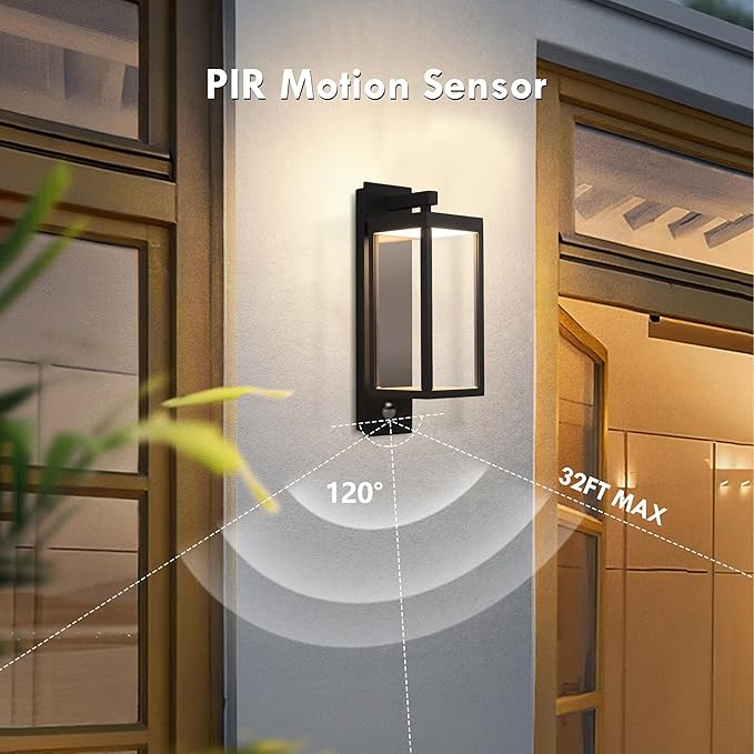 Lustrlach 2 Pack Motion Sensor Outdoor Light Fixtures Wall MountExterior Wall Sconce Porch Light Garage Lights Waterproof Motion Lights for Outside Garden Front Door