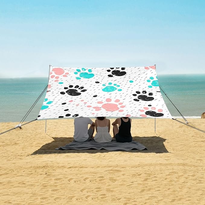 Dog Paw PrintCamping Sun Shelters 9.2 x 10.5 FT Beach Canopy Tent Sun Shade with Carrying Bag for Camping Trips Fishing Backyard Fun or Picnics 21341671