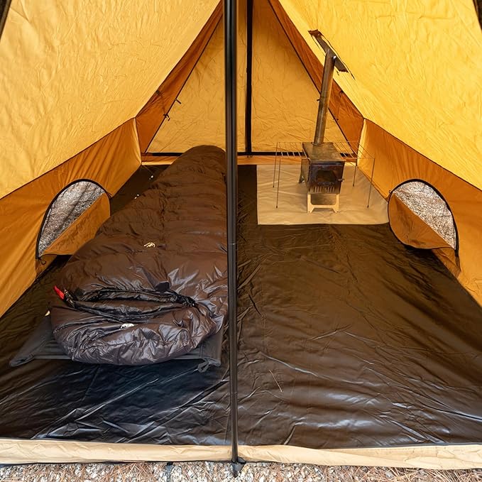 POMOLY Camping Hot Tent Cabin Tent Chalet 70 Series Portable Wall Tents with Stove Jack and Two Poles for 2-3 Person Hiking Backpacking