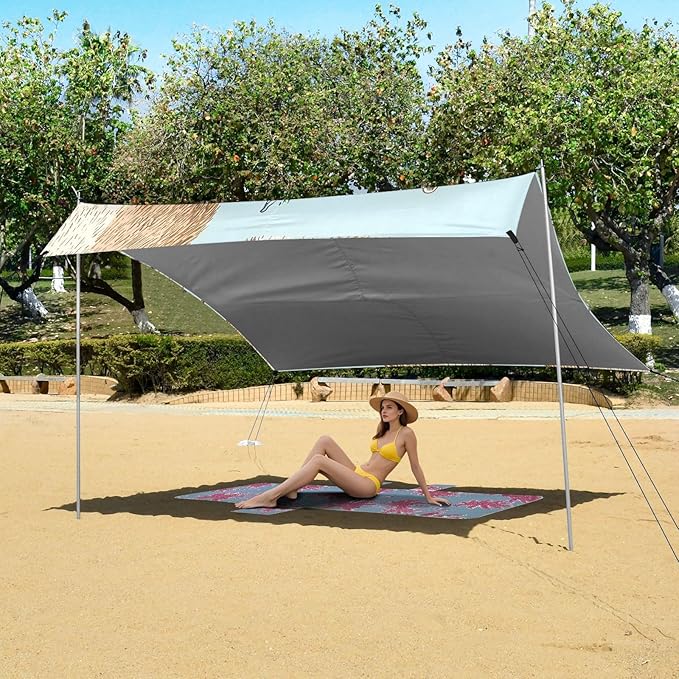 Capybara Grass Pattern Camping Sun Shelter Beach Tent Portable Beach Sun Shade Outdoor Canopy for Camping Trips Fishing Picnic