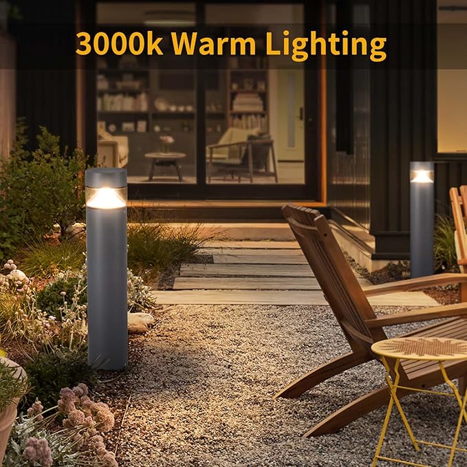Outdoor Pathway Light 32 in IP65 Waterproof Driveway Lights 3000K led Landscape Lighting Outside620LM Path Lights 120V Hard Large Bollard Lamp for Garden Yard Patio Lawn Walkway Decor