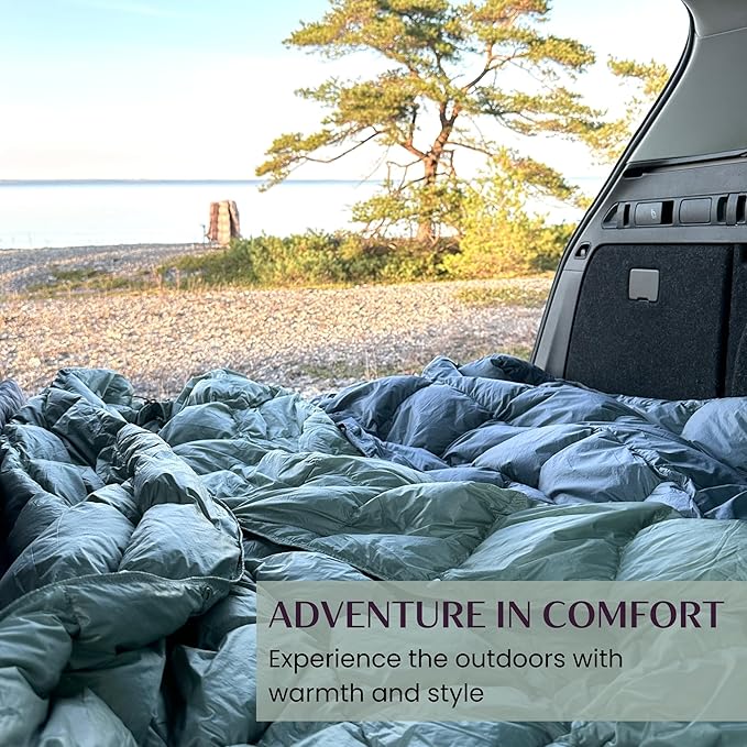 Down Camping Blanket with Footbox – Lightweight Packable Water Resistant Backpacking Quilt &amp Warm Puffy Compact Outdoor Throw – 52x77 with Stuff Sack for Stadium Hiking &amp Travel