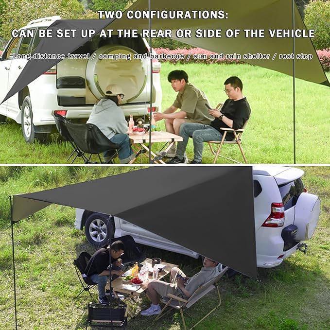 Car Awning Camping Tent for Subaru Forester 2005-2019 2020 2021 2022 2023-pr Portable Water-Resistant Sunshade Shelter Easy-Setup Outdoor Car Camping Shade for Beach Travel &amp Road Trips