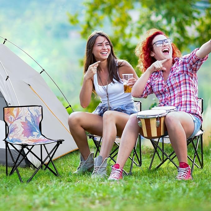 Orange-Purple Iris Portable Camping Chairs Folding Chair - Durable Oxford Fabric Lightweight Iron Frame Easy Fold Design - Ideal for Outdoor Activities Camping Fishing and Travel