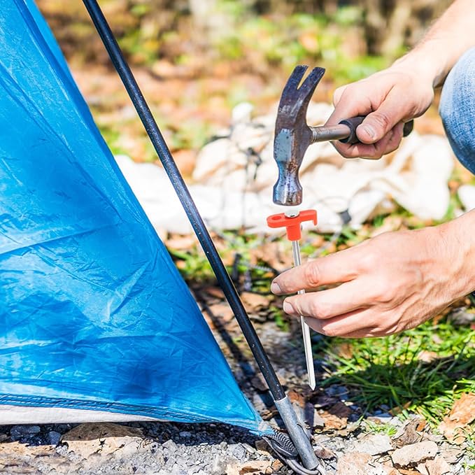Angoily 20pcs Glow-in-The-Dark Camping Tent Stakes 6 * 180mm Metal Ground Pegs Outdoor Hiking Windproof Tent Anchors Tarps and Shelters